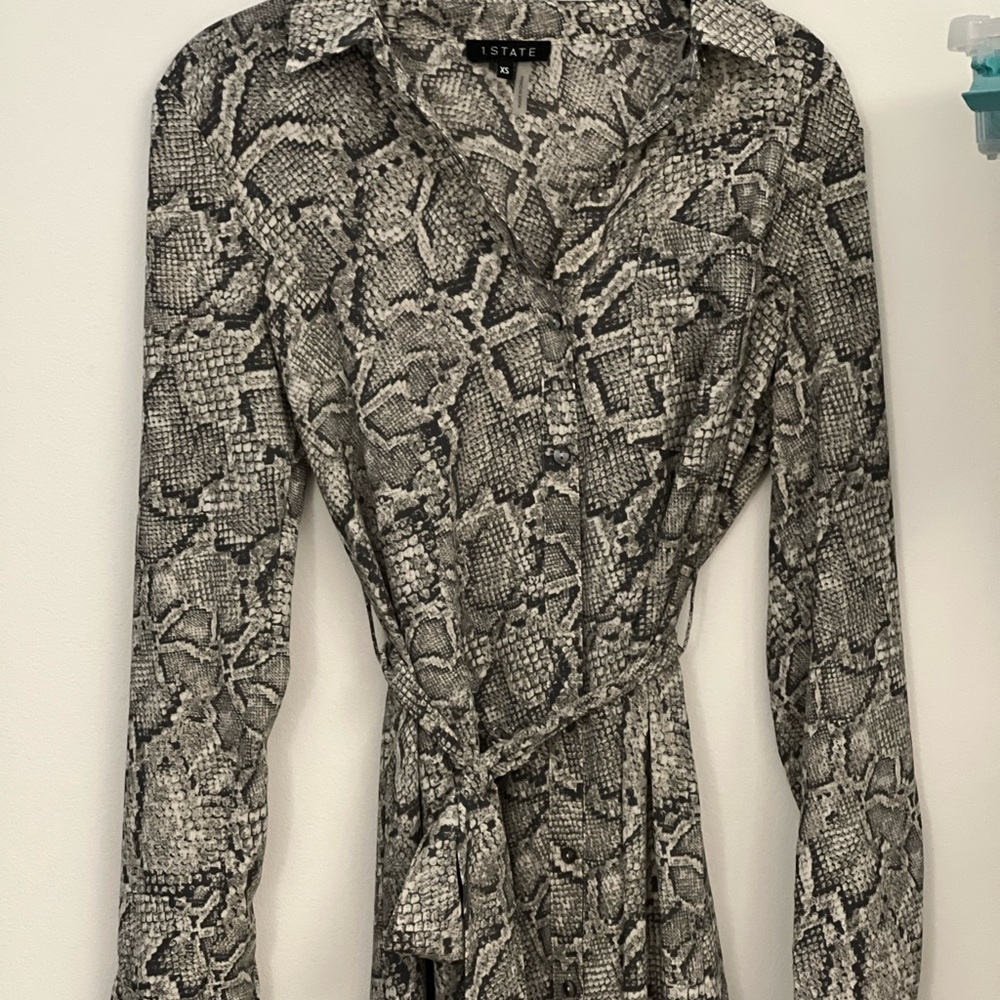 1 State grey snakeskin wrap dress (never worn)